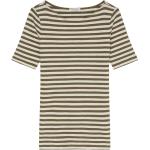 Reduzierte Khakifarbene Marc O'Polo Nachhaltige U-Boot-Ausschnitt T-Shirts aus Jersey für Damen Große Größen 