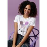 Fliederfarbene Casual Kurzärmelige T-Shirts mit Pailletten aus Jersey für Damen 