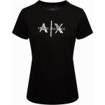 Reduzierte Schwarze Armani Exchange T-Shirts mit Pailletten für Damen Größe S 