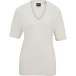 Weiße HUGO BOSS BOSS V-Ausschnitt T-Shirts aus Leinen für Damen Größe XS für den für den Sommer 