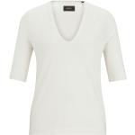 Weiße HUGO BOSS BOSS V-Ausschnitt T-Shirts aus Seide für Damen Größe XL 