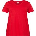 Reduzierte Rote ONLY V-Ausschnitt T-Shirts aus Jersey für Damen Größe S Große Größen 
