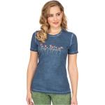 Reduzierte Blaue Almgwand T-Shirts aus Baumwolle für Damen Größe XS 