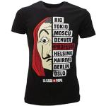 Schwarze Haus des Geldes T-Shirts mit Helsinki-Motiv für Herren Größe M 