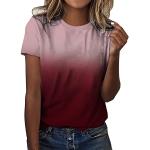 Bordeauxrote Casual Langärmelige T-Shirts aus Baumwolle für Damen Größe L Große Größen 5-teilig für den für den Sommer 