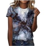 Khakifarbene Batik Casual Langärmelige V-Ausschnitt T-Shirts mit Meer-Motiv mit Reißverschluss aus Baumwolle für Damen Größe S Große Größen für den für den Sommer 