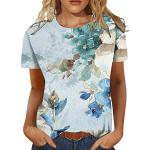 Blumenmuster Casual Langärmelige V-Ausschnitt T-Shirts mit Leopard-Motiv aus Leinen für Damen für den für den Sommer 