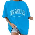 Blaue Oversize Langärmelige Baseball-Shirts aus Baumwolle für Damen Größe L 5-teilig für den für den Sommer 