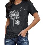 Dunkelblaue Sterne Casual Kurzärmelige Bio Rundhals-Ausschnitt Katzen-Shirts mit Katzenmotiv aus Flanell für Damen Größe S für den für den Sommer 