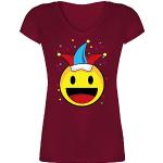 Bordeauxrote shirtracer Emoji V-Ausschnitt Statement-Shirts für Damen Größe L 