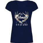 Dunkelblaue shirtracer V-Ausschnitt Statement-Shirts mit Hirsch-Motiv für Damen Größe 3 XL Große Größen zum Oktoberfest 