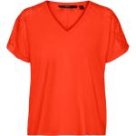 Reduzierte Orange Vero Moda V-Ausschnitt T-Shirts für Damen Größe XL für den für den Sommer 