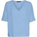 Reduzierte Blaue Kurzärmelige Vero Moda V-Ausschnitt T-Shirts für Damen Größe XL für den für den Sommer 