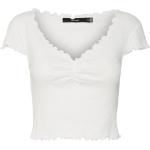 Reduzierte Weiße Vero Moda V-Ausschnitt T-Shirts für Damen Größe XS für den für den Sommer 