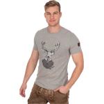Graue Melierte Almgwand T-Shirts aus Baumwolle für Herren Größe XS 