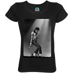 Schwarze Michael Jackson Bio T-Shirts für Damen Größe M 