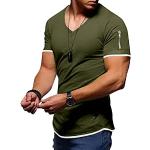Armeegrüne Gestreifte Sexy Langärmelige V-Ausschnitt T-Shirts aus Spitze für Damen Größe M Große Größen für Partys für den für den Sommer 