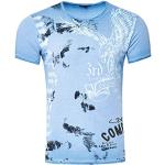 Blaue Kurzärmelige Rusty Neal Rundhals-Ausschnitt T-Shirts mit Vogel-Motiv für Herren Größe L 