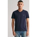 Reduzierte Blaue Gant Shield V-Ausschnitt T-Shirts aus Jersey für Herren Größe 3 XL 