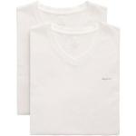 Reduzierte Weiße Unifarbene Kurzärmelige Gant V-Ausschnitt Kurzarm-Unterhemden aus Jersey für Herren Größe 3 XL 