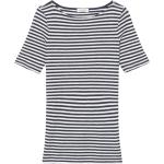 Reduzierte Mitternachtsblaue Gestreifte Marc O'Polo Bio Nachhaltige T-Shirts aus Jersey für Damen Größe M Große Größen 