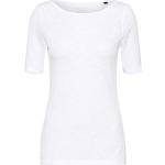 Reduzierte Weiße Halblangärmelige Marc O'Polo Bio Nachhaltige U-Boot-Ausschnitt T-Shirts durchsichtig aus Jersey für Damen Größe S Große Größen 