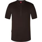 Braune Bestickte Kurzärmelige Henleykragen T-Shirts aus Baumwolle für Herren Größe 5 XL 