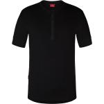 Schwarze Kurzärmelige Henleykragen T-Shirts aus Baumwolle für Herren Größe 3 XL 
