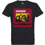 T-Shirt Herren Rundhalsausschnitt Bio-Baumwolle The Doors Jim Morrison Album Cover L.A. Woman Rock 70's, Noir, L
