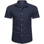 Dunkelgraue Unifarbene Pin Up Kurzärmelige Kentkragen T-Shirts aus Seide für Herren Größe M für den für den Sommer 