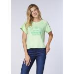 Reduzierte Grüne Blumenmuster Oklahoma Nachhaltige T-Shirts mit Knopf aus Jersey für Damen Größe S 