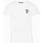 Reduzierte Karl Lagerfeld Karl Bio Rundhals-Ausschnitt T-Shirts mit Strass aus Baumwolle für Damen Größe M 