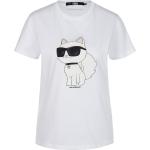 Weiße Halblangärmelige Karl Lagerfeld Karl Bio Katzen-Shirts mit Tiermotiv aus Baumwolle maschinenwaschbar für Damen Größe M für den für den Sommer 