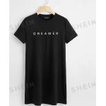 Schwarze Kurzärmelige SheIn Shirtkleider für Damen Größe XS für den für den Sommer 