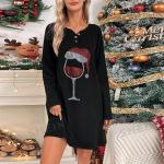 Reduzierte Schwarze Langärmelige SheIn Shirtkleider für Damen Größe XL Weihnachten 