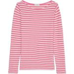 Pinke Langärmelige Marc O'Polo Bio Nachhaltige U-Boot-Ausschnitt T-Shirts für Damen Größe XS 