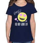 Dunkelblaue Motiv shirtracer Emoji Kinder T-Shirts aus Baumwolle für Mädchen Größe 152 