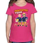 Fuchsiafarbene Kurzärmelige shirtracer Feuerwehrmann Sam Printed Shirts für Kinder & Druck-Shirts für Kinder aus Baumwolle für Mädchen Größe 116 