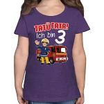 Lila Motiv shirtracer Feuerwehrmann Sam Printed Shirts für Kinder & Druck-Shirts für Kinder aus Baumwolle für Mädchen Größe 104 