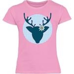 Rosa Motiv Kurzärmelige shirtracer Kindertrachtenshirts mit Hirsch-Motiv aus Baumwolle für Mädchen Größe 140 