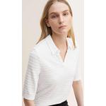 Reduzierte Weiße Unifarbene Kurzärmelige Tom Tailor Henleykragen T-Shirts für Damen 