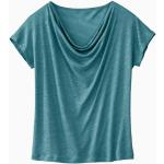 Blaue Waschbär Nachhaltige Wasserfall-Ausschnitt T-Shirts durchsichtig aus Jersey für Damen Größe L 