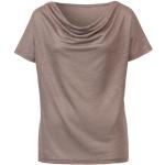 Taupefarbene Waschbär Nachhaltige Wasserfall-Ausschnitt T-Shirts durchsichtig aus Jersey für Damen Größe S 