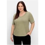 Reduzierte Grüne Sheego V-Ausschnitt T-Shirts aus Jersey für Damen Größe 3 XL Große Größen 