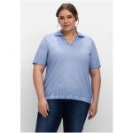 Reduzierte Blaue Sportliche Halblangärmelige Sheego V-Ausschnitt T-Shirts für Damen Größe 3 XL Große Größen 