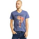 Blaue Vintage Bruno Banani V-Ausschnitt T-Shirts aus Baumwolle Größe M 