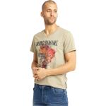 Graue Bruno Banani V-Ausschnitt T-Shirts aus Baumwolle Größe S für den für den Sommer 