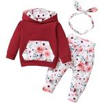 Rote Blumenmuster Langärmelige Kinderweihnachtspullover aus Baumwolle für Babys für den für den Herbst 