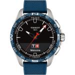 Schwarze Wasserdichte Schweizer Tissot T-Touch Runde Solar Kunststoffarmbanduhren mit Barometer mit Kunststoff-Uhrenglas für Herren 