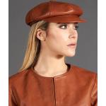 Braune Elegante D'arienzo Damenhüte mit Knopf aus Lammleder 59 Größe L für den für den Frühling 